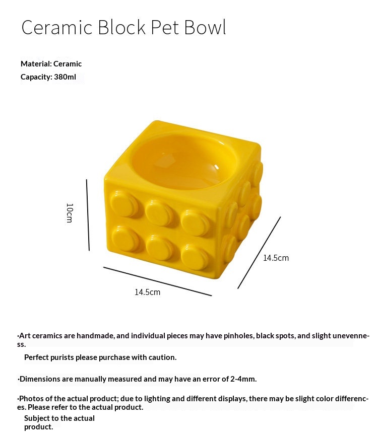 Building Block Pet Ceramic Water Bowl