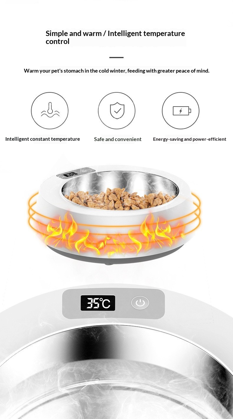 Food-grade Stainless Steel Smart Heated Pet Bowl