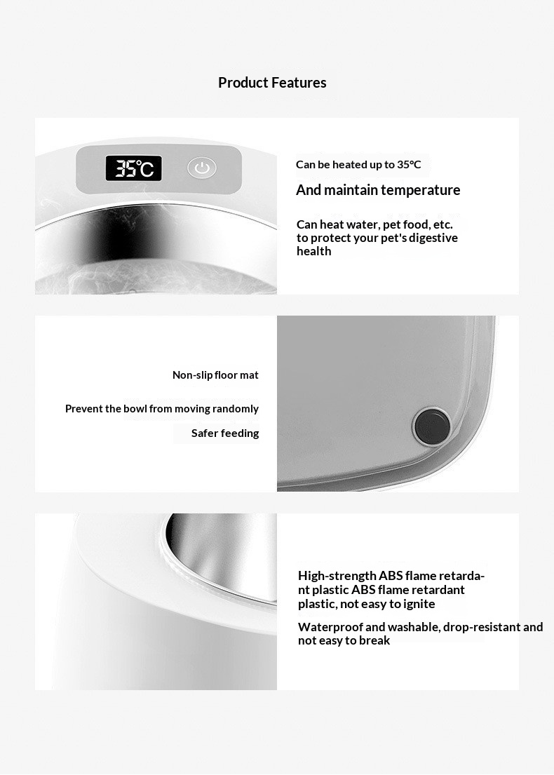 Food-grade Stainless Steel Smart Heated Pet Bowl