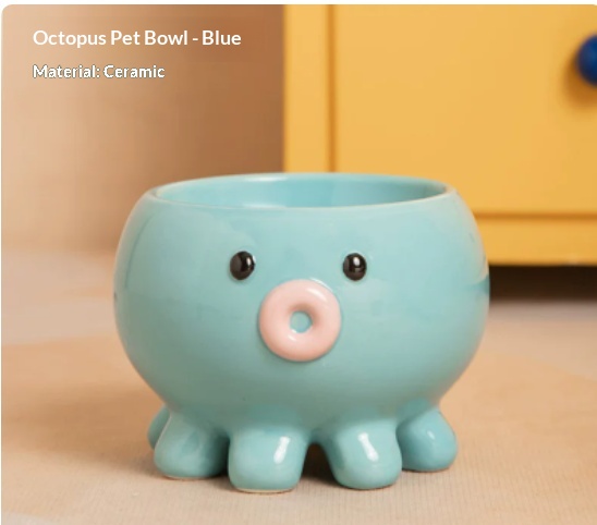 Flat-edged Low-footed Ceramic Cat Bowl