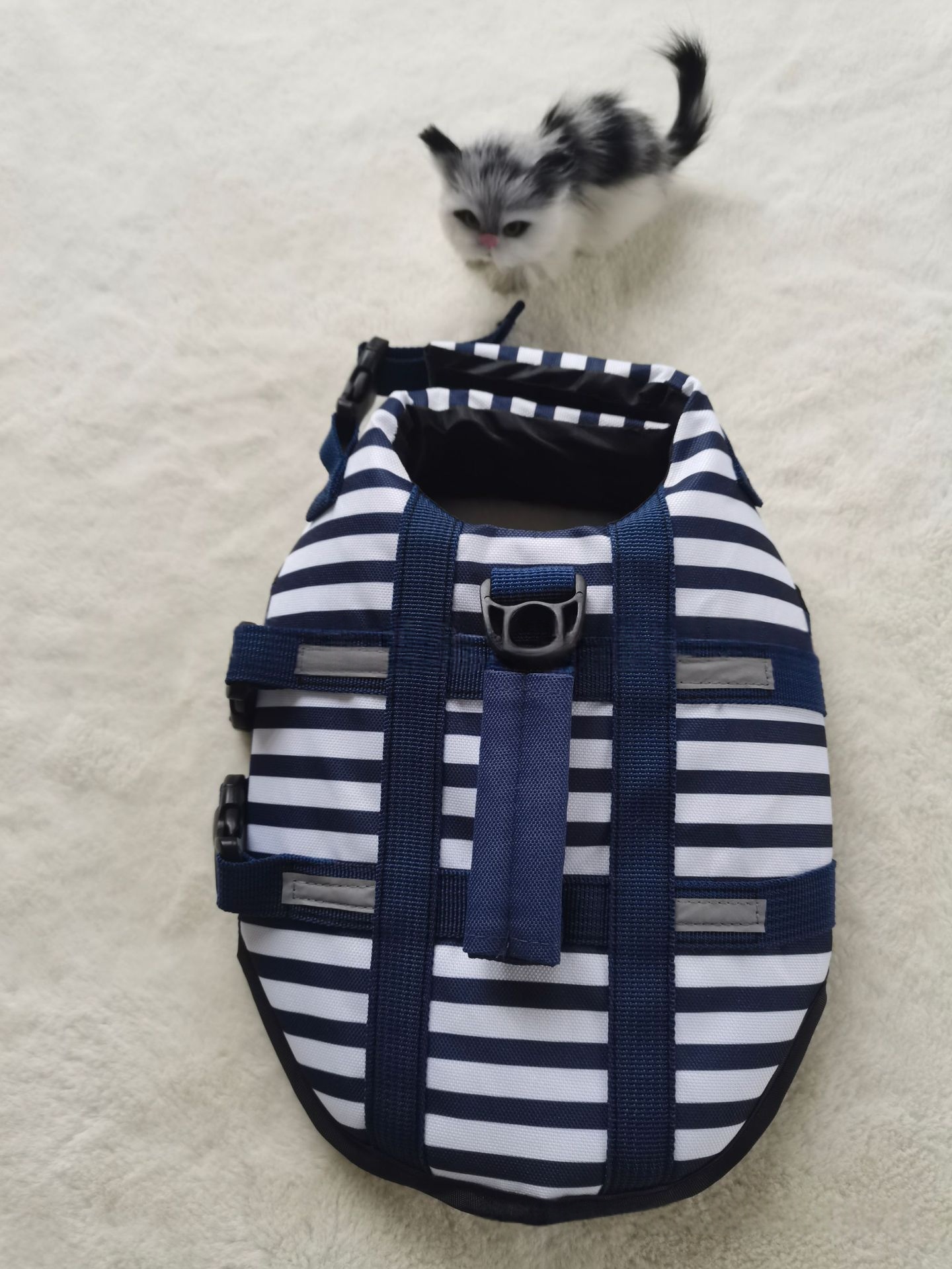 600D Oxford Cloth Digital-Print Striped Pet Life Jacket