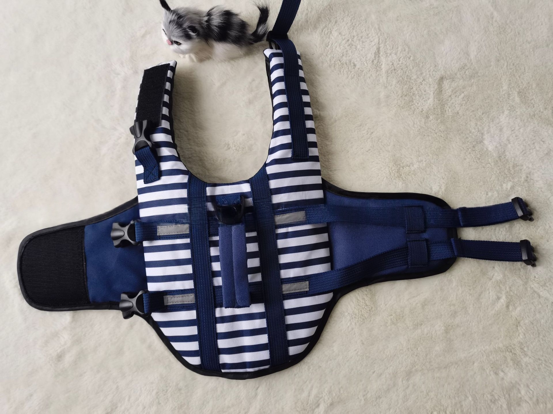 600D Oxford Cloth Digital-Print Striped Pet Life Jacket