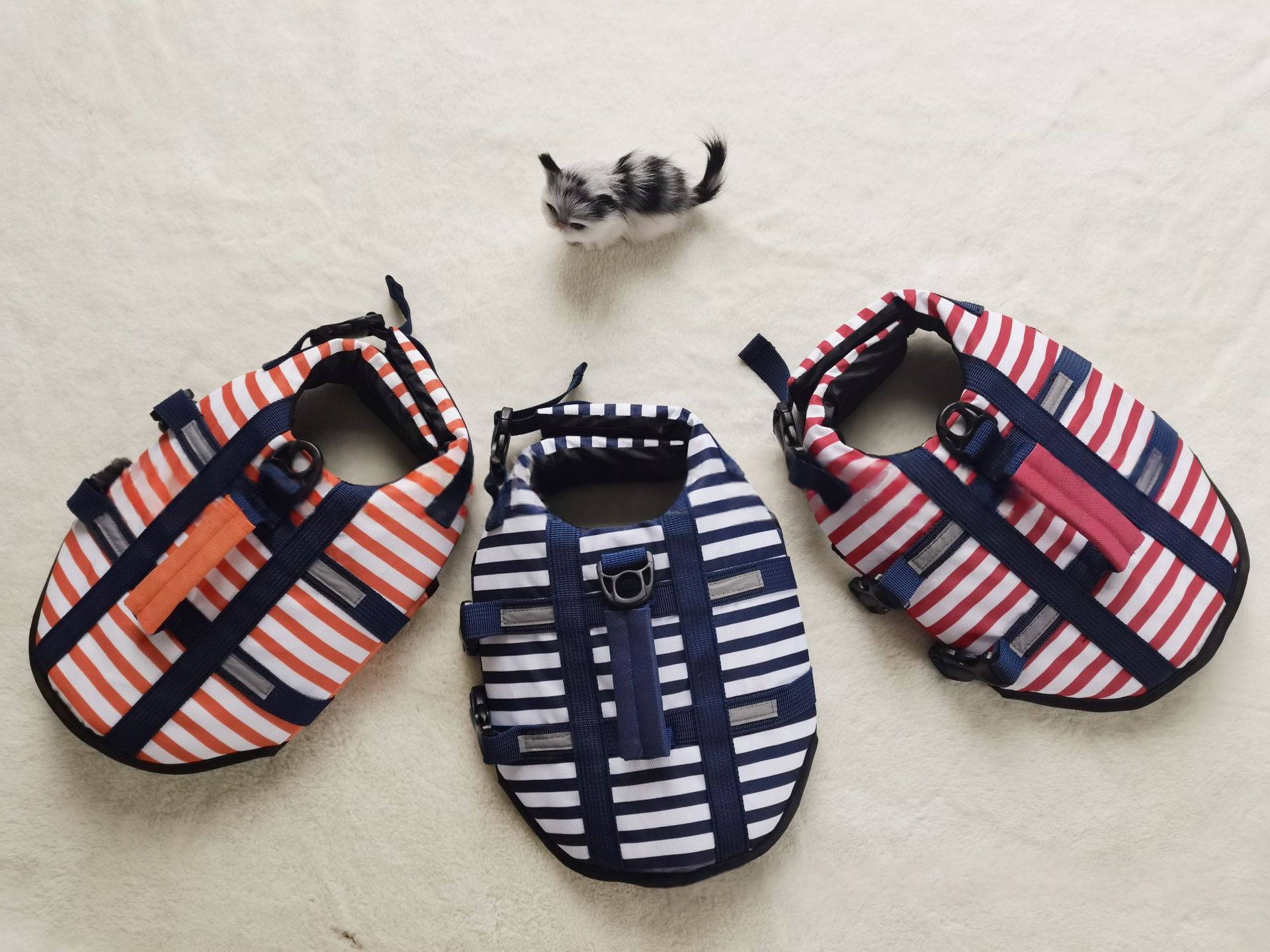 600D Oxford Cloth Digital-Print Striped Pet Life Jacket