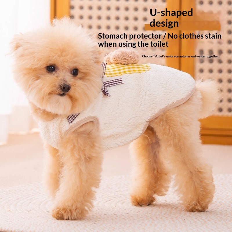 Cute Autumn Winter Dog Hoodie With A Little Bear Pocket