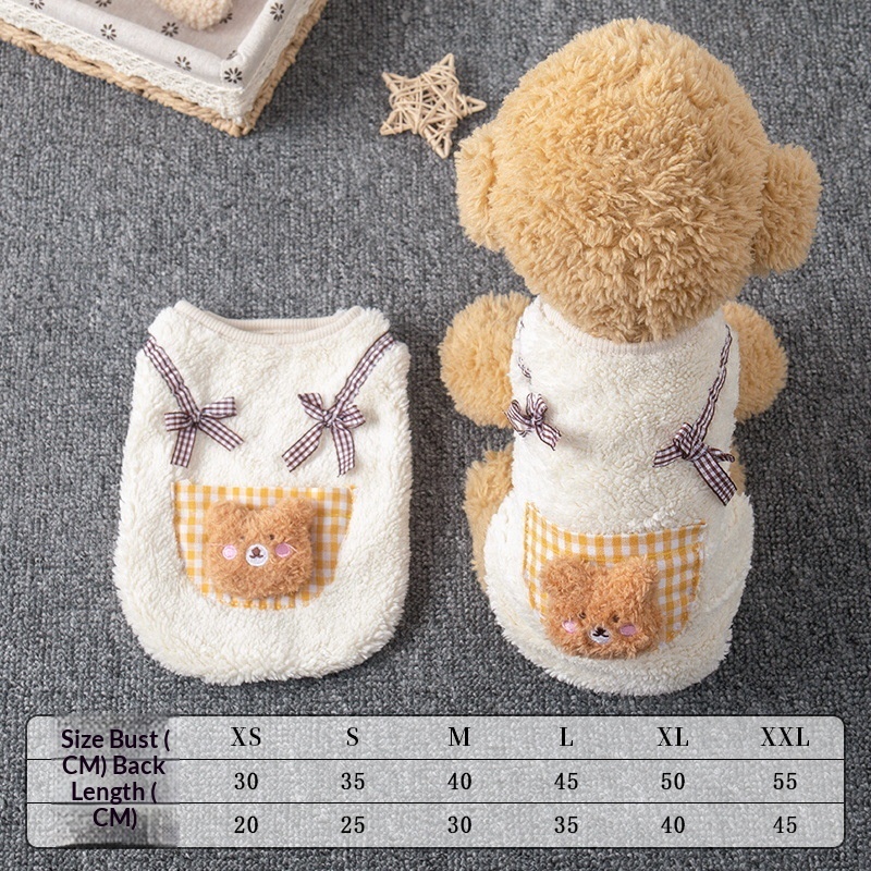 Cute Autumn Winter Dog Hoodie With A Little Bear Pocket