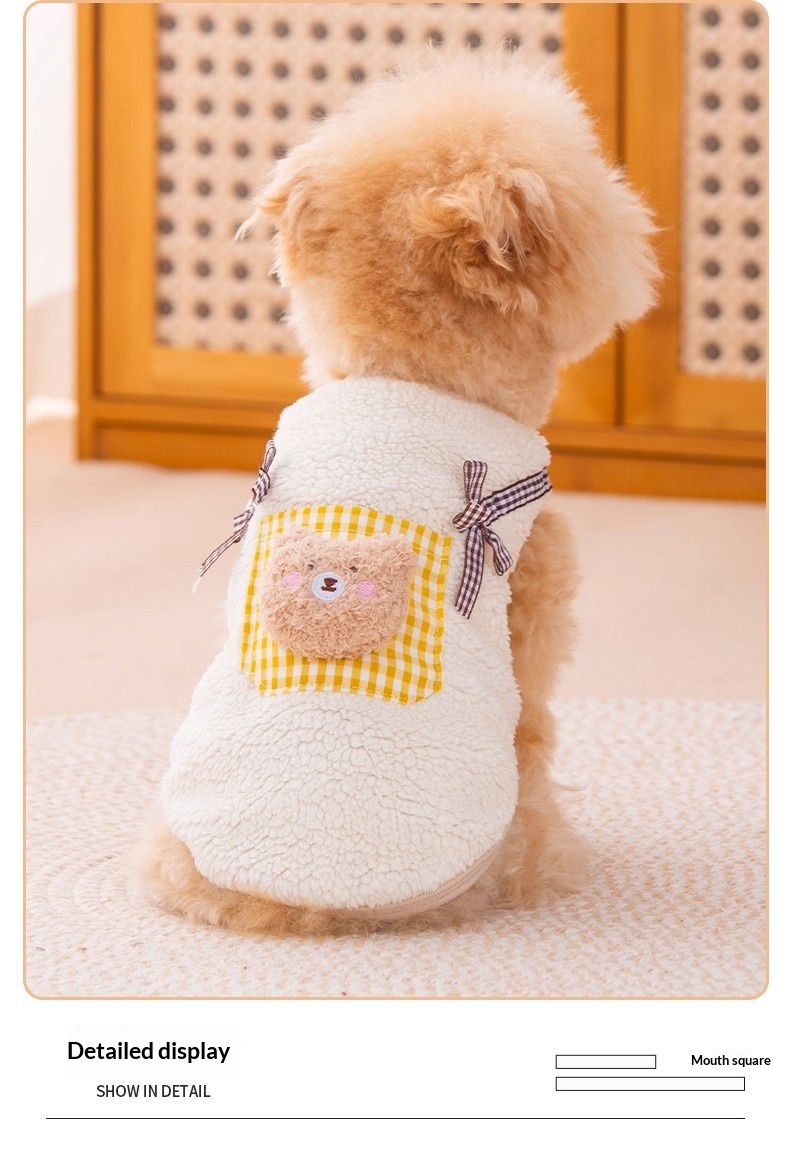 Cute Autumn Winter Dog Hoodie With A Little Bear Pocket