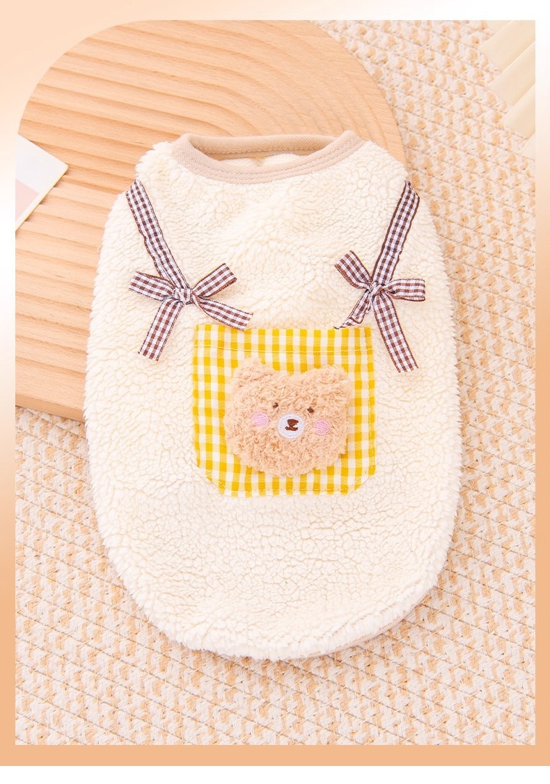 Cute Autumn Winter Dog Hoodie With A Little Bear Pocket