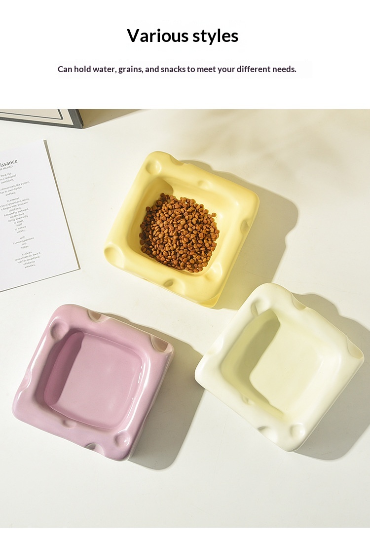 Creative Cheese-shaped Ceramic Bowl Cute Cat Food Dish