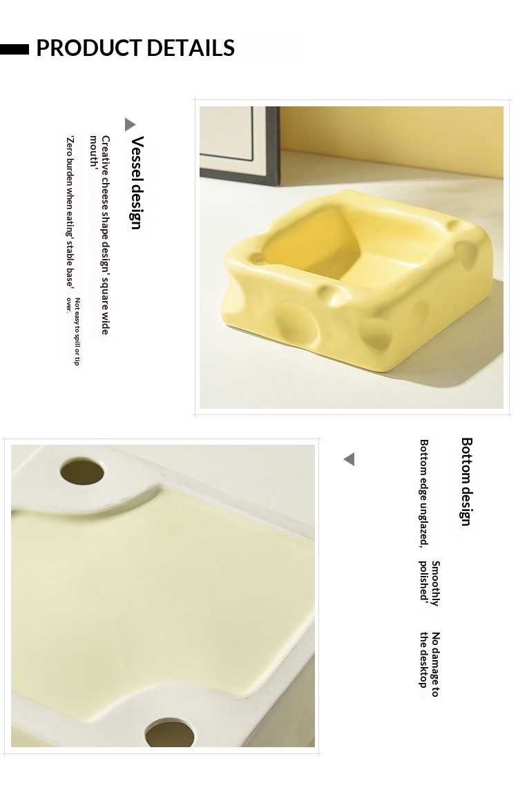 Creative Cheese-shaped Ceramic Bowl Cute Cat Food Dish