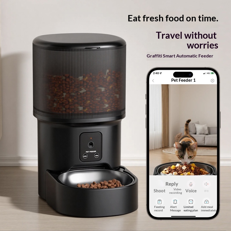 Smart Pet Feeder With Timed Feeding And Remote Voice Control