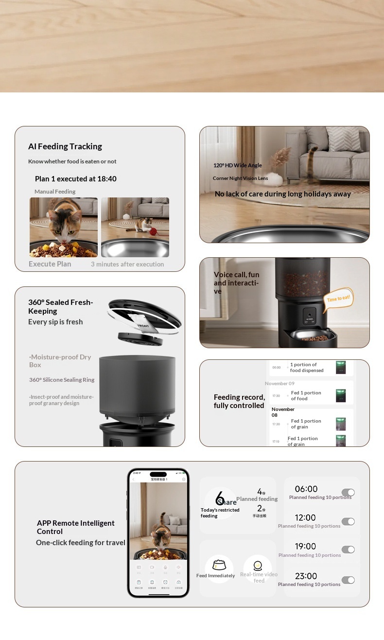 Smart Pet Feeder With Timed Feeding And Remote Voice Control