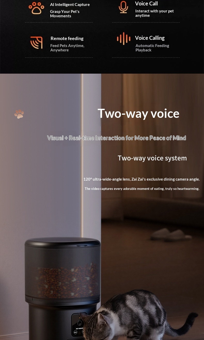 Smart Pet Feeder With Timed Feeding And Remote Voice Control