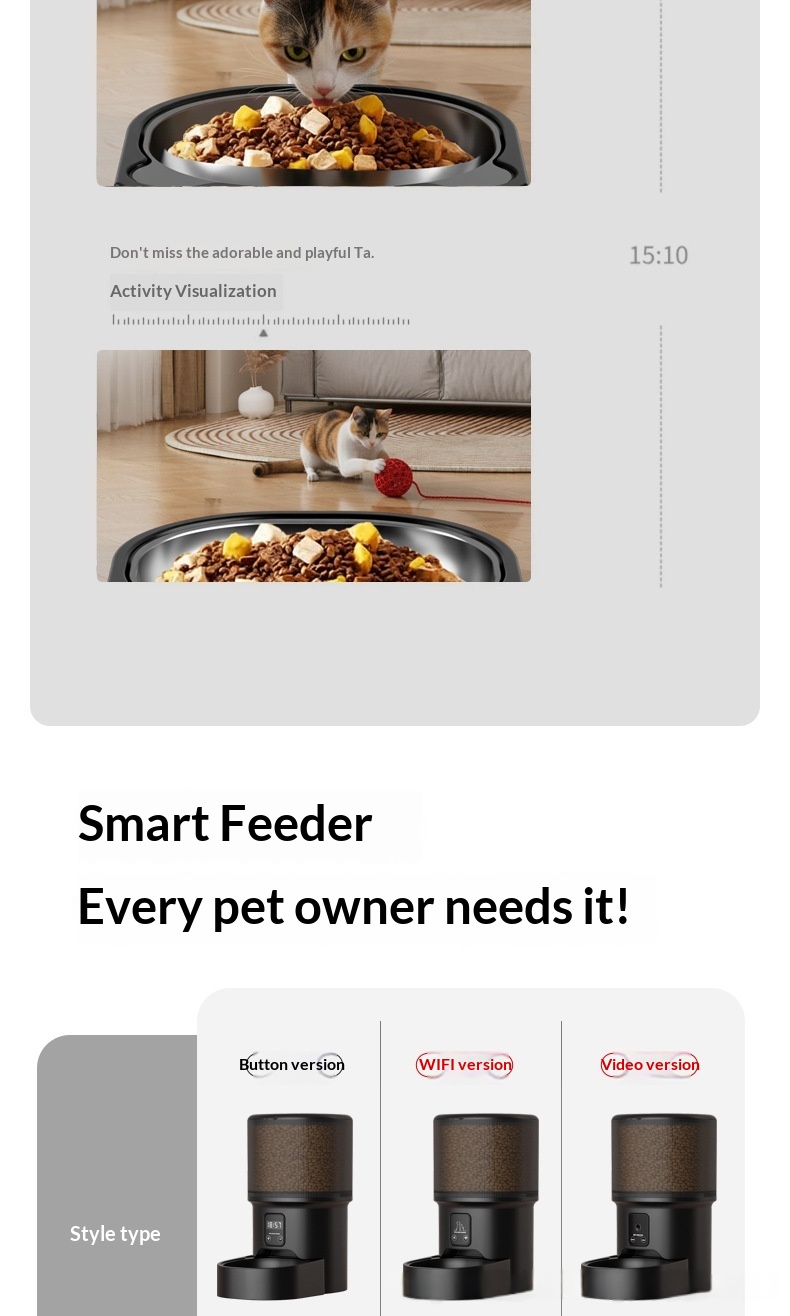 Smart Pet Feeder With Timed Feeding And Remote Voice Control