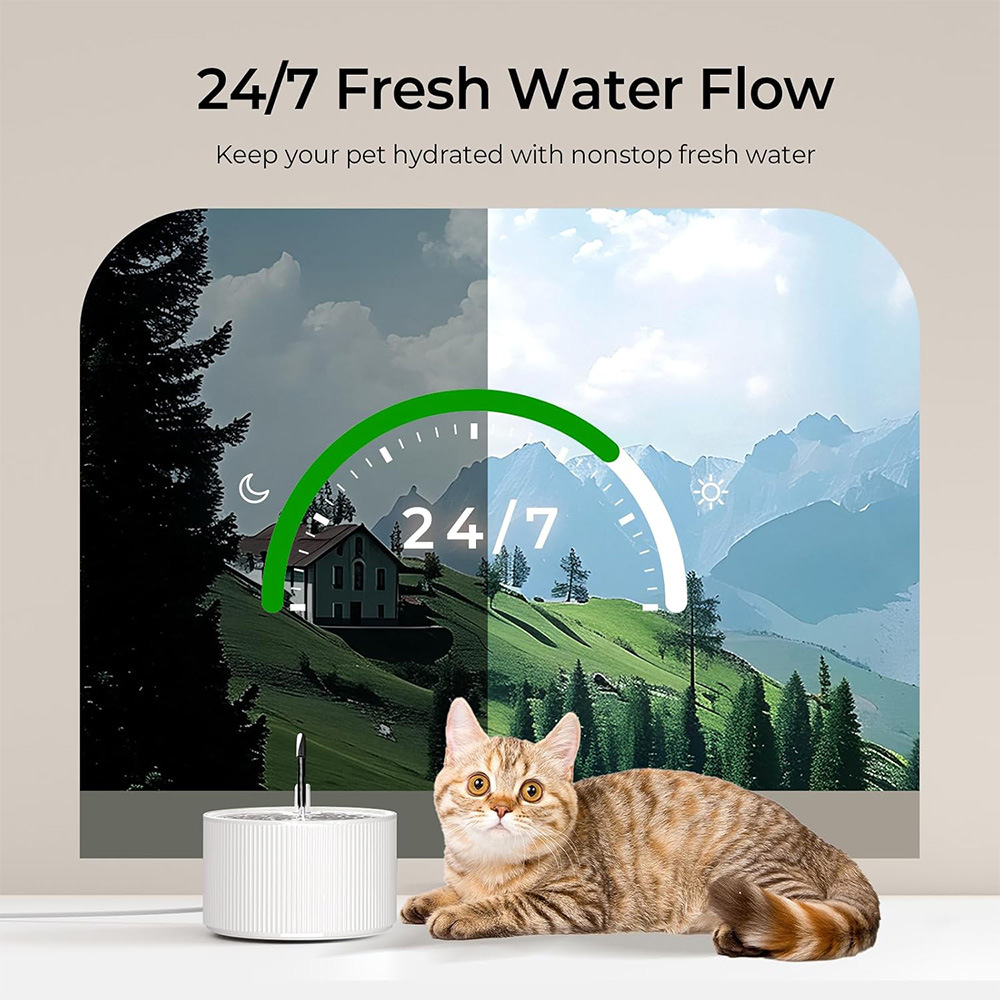Ceramic Cat Water Fountain 2.2L Pet Automatic Water Dispenser
