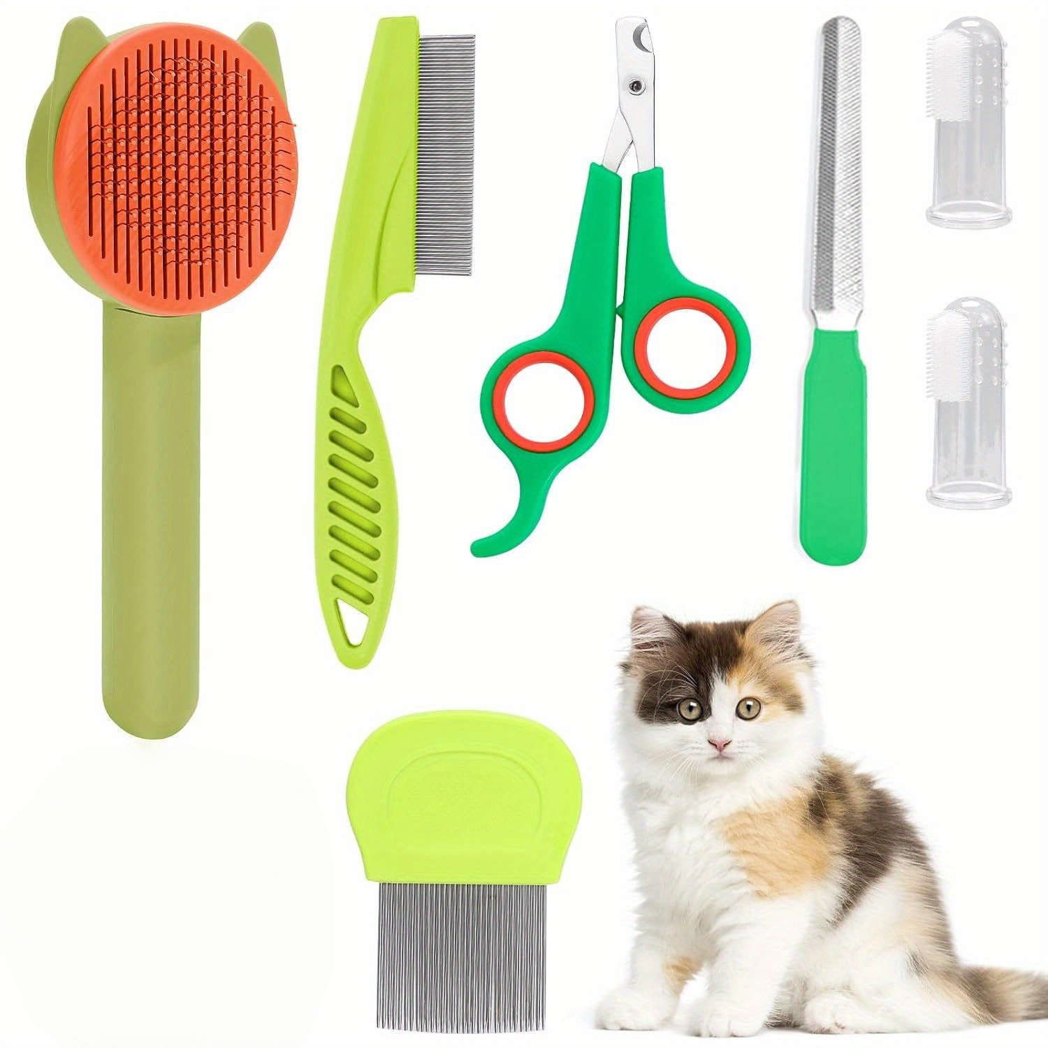 Pet Nail Clipper File Shedding Brush And Silicone Toothbrush Set