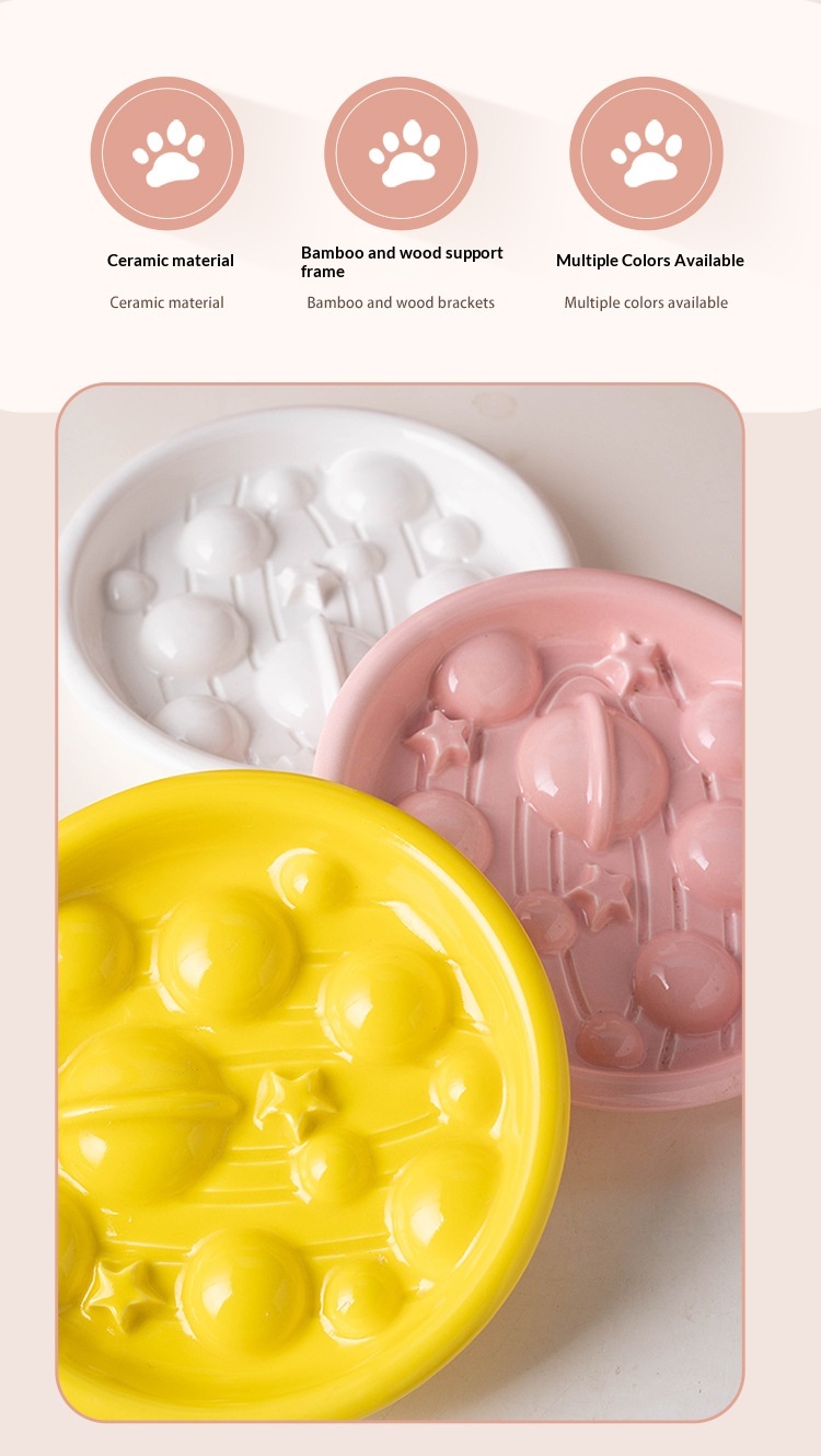 Pet Ceramic Slow-feeding Bowl And Dish For Cervical Spine Protection