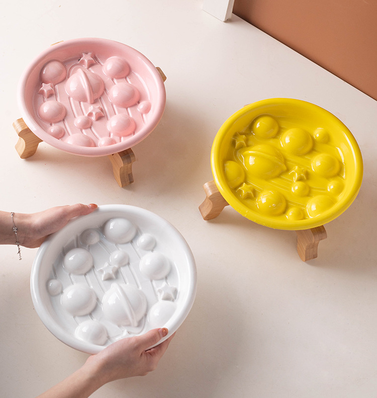 Pet Ceramic Slow-feeding Bowl And Dish For Cervical Spine Protection