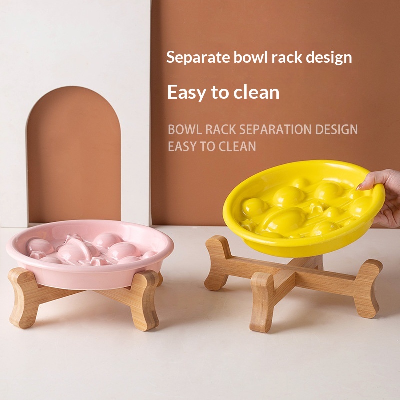 Pet Ceramic Slow-feeding Bowl And Dish For Cervical Spine Protection