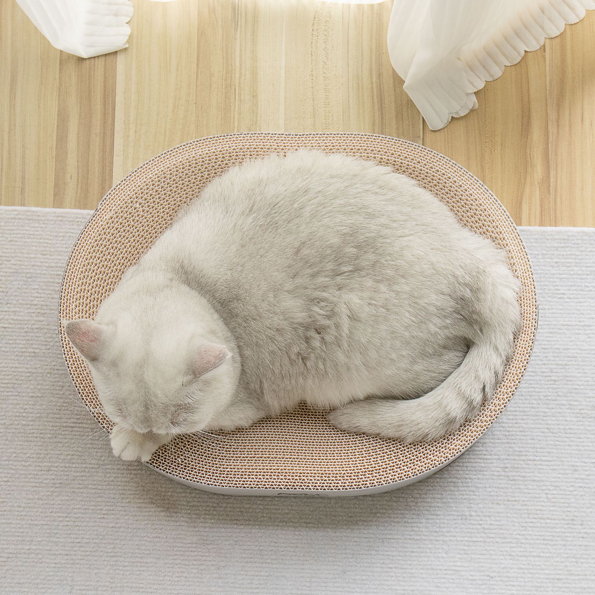Household White Corrugated Cardboard Cat Bed