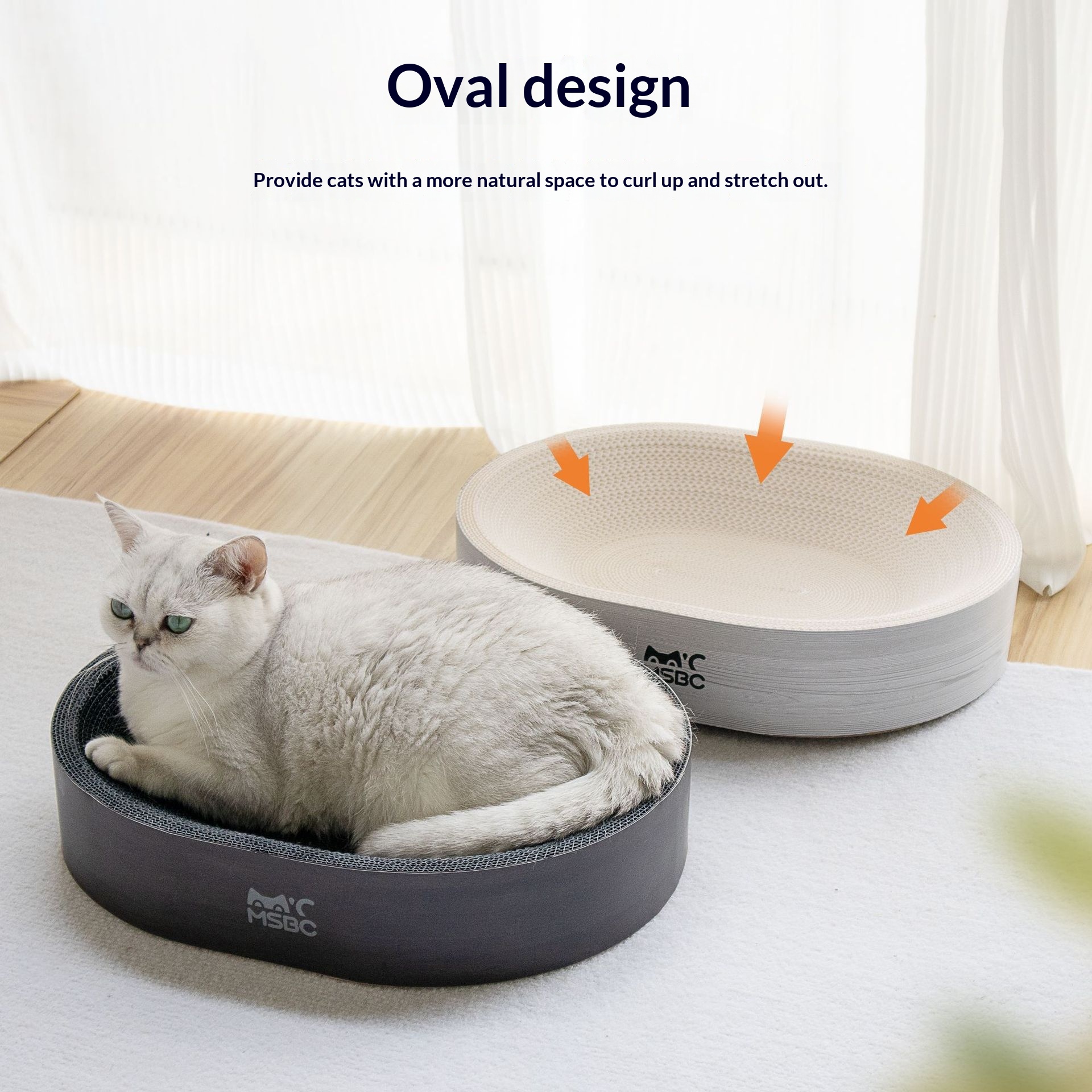 Household White Corrugated Cardboard Cat Bed
