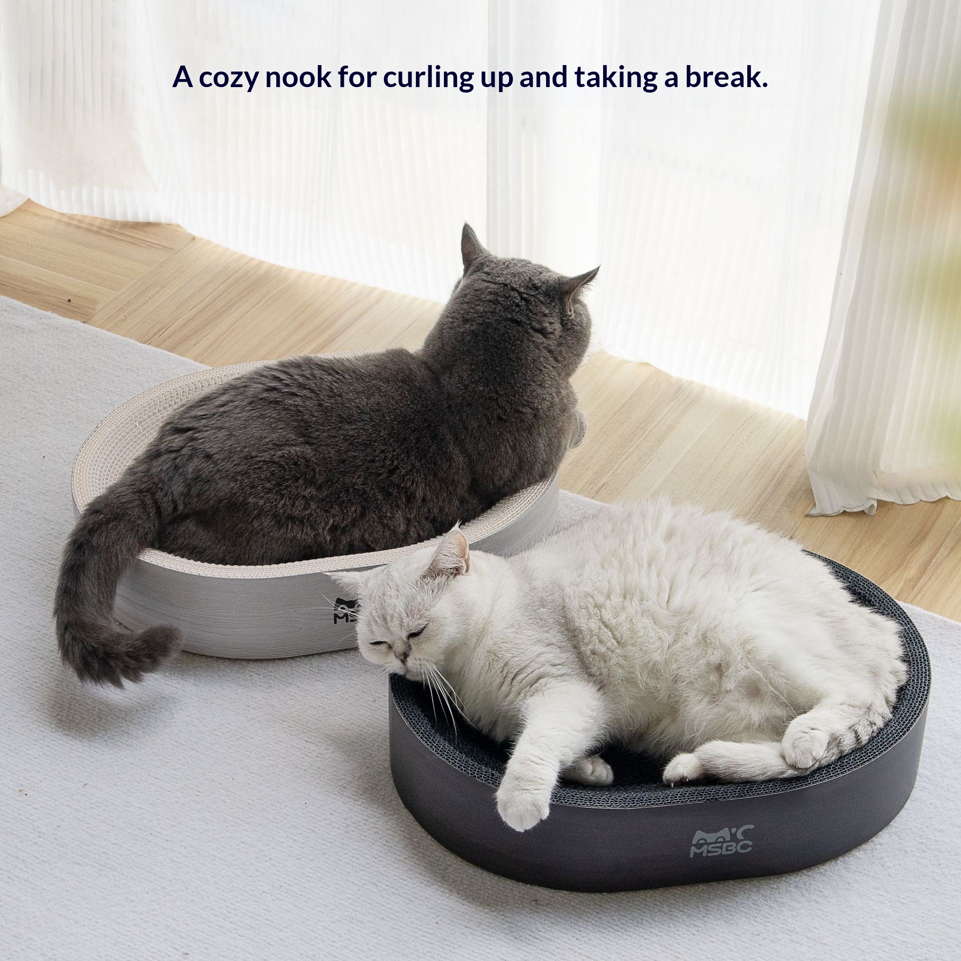 Household White Corrugated Cardboard Cat Bed