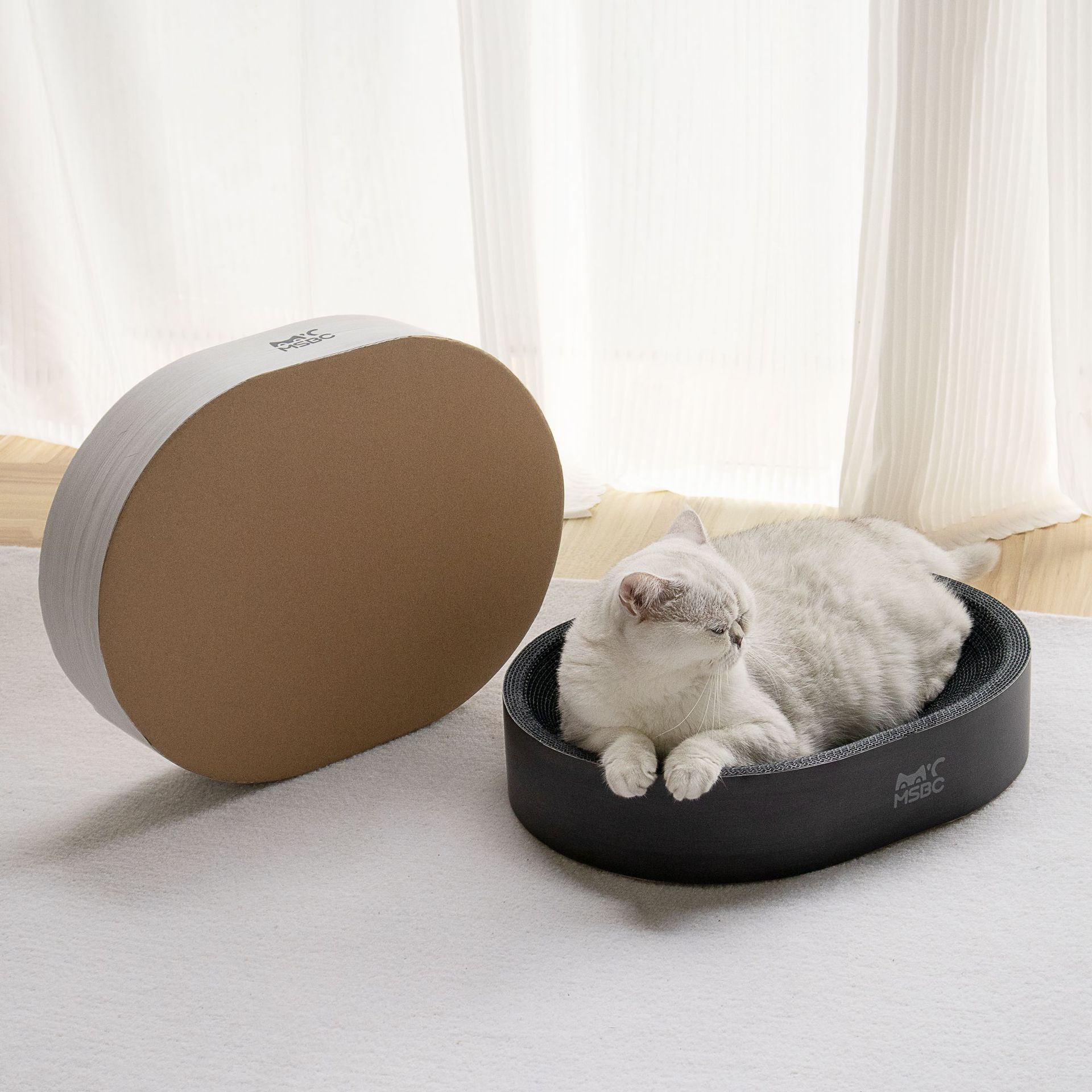 Household White Corrugated Cardboard Cat Bed