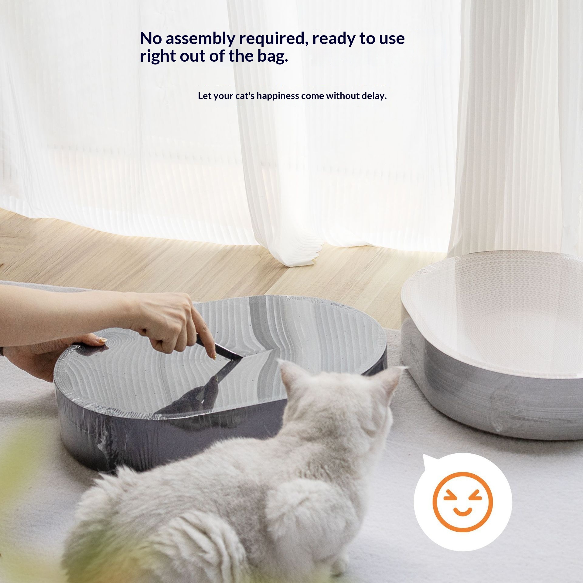 Household White Corrugated Cardboard Cat Bed