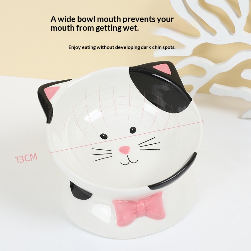 Cat-head-shaped High-footed Cup And Neck-supporting Ceramic Bowl