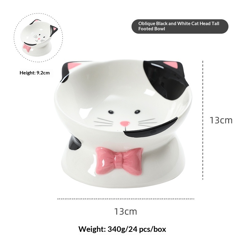 Cat-head-shaped High-footed Cup And Neck-supporting Ceramic Bowl