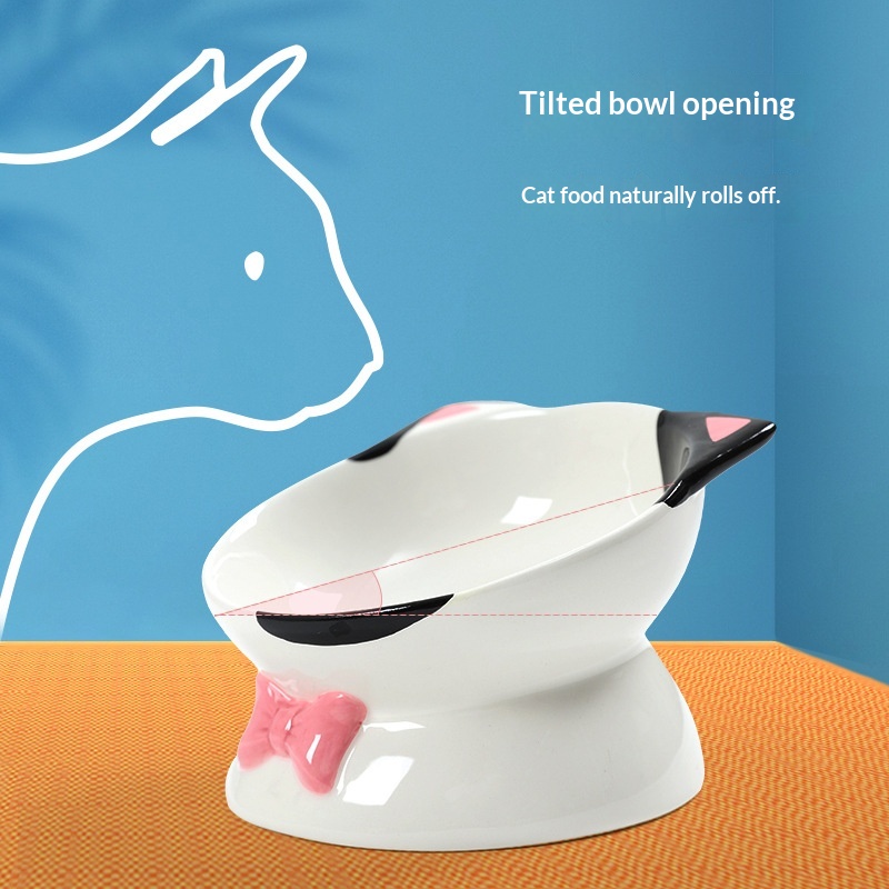 Cat-head-shaped High-footed Cup And Neck-supporting Ceramic Bowl