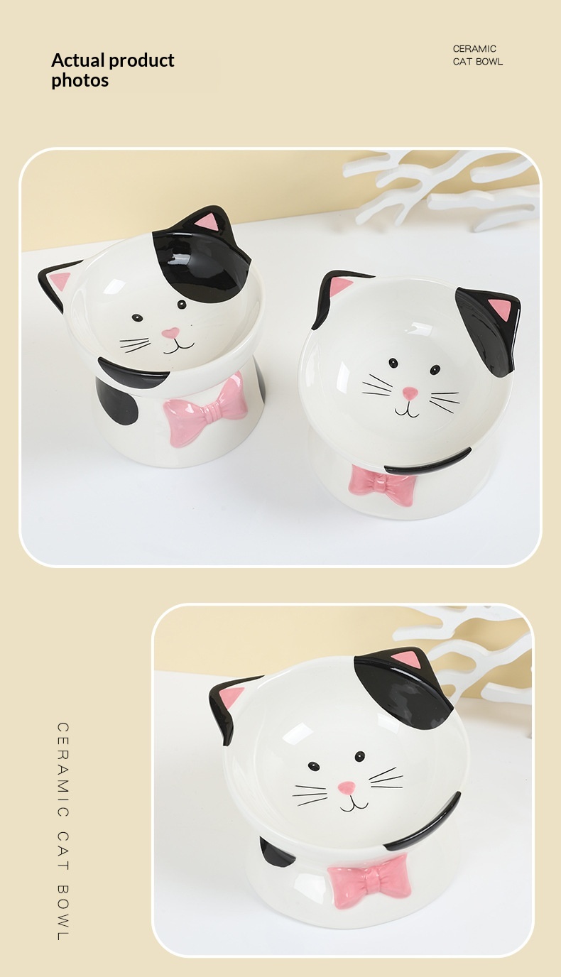 Cat-head-shaped High-footed Cup And Neck-supporting Ceramic Bowl