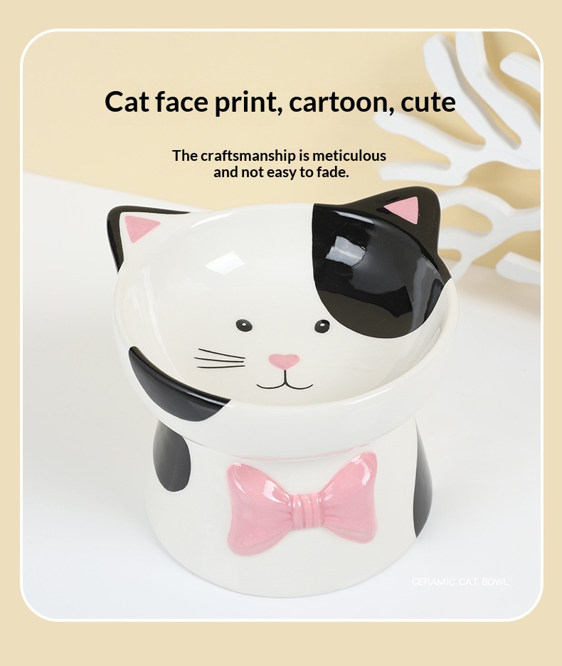 Cat-head-shaped High-footed Cup And Neck-supporting Ceramic Bowl