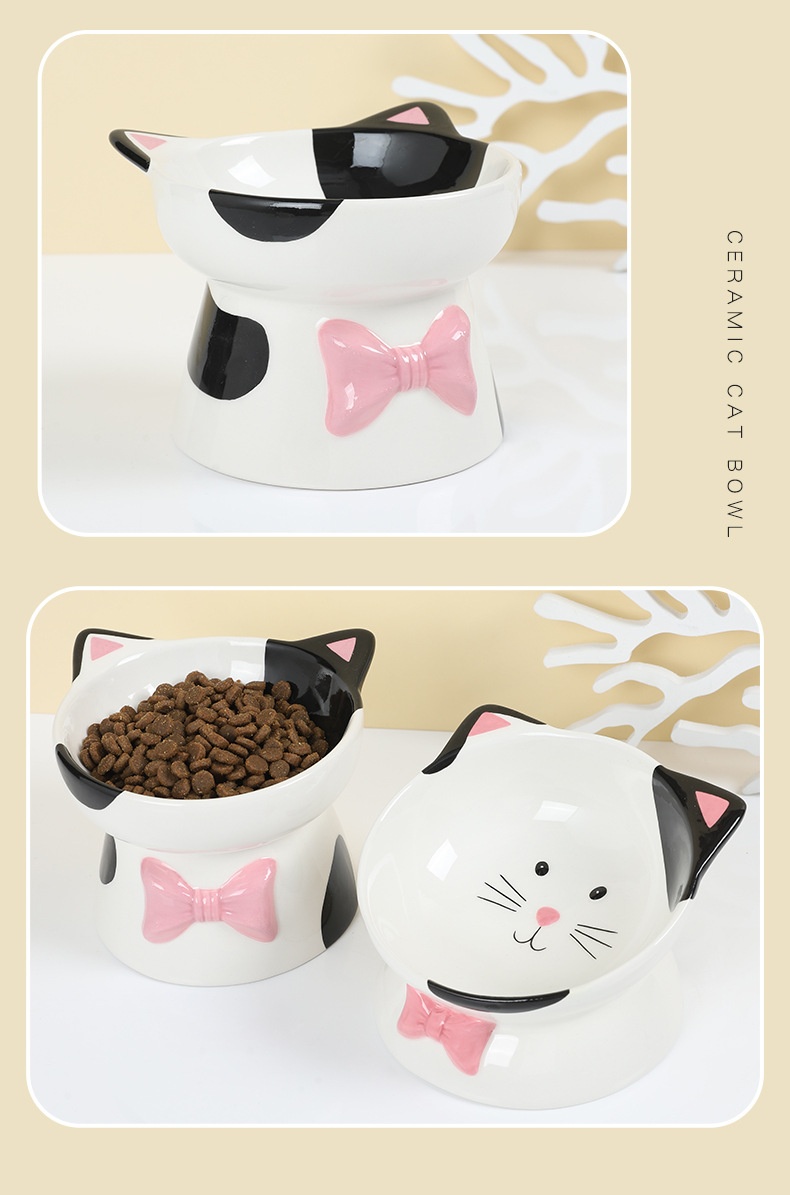 Cat-head-shaped High-footed Cup And Neck-supporting Ceramic Bowl