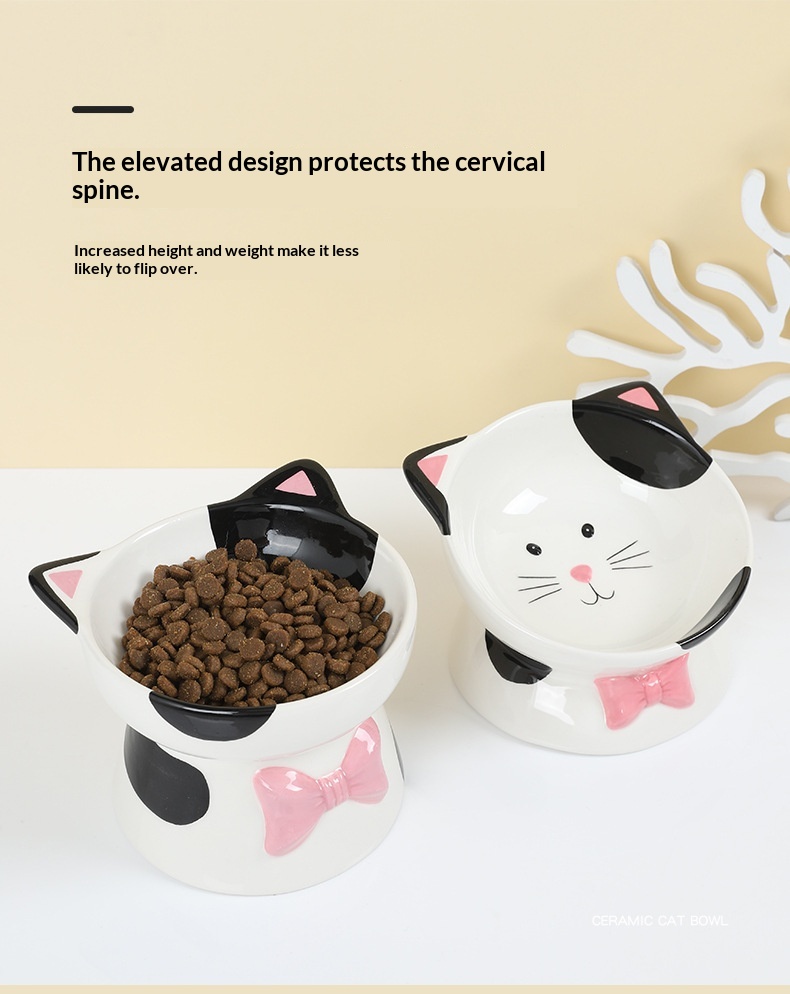 Cat-head-shaped High-footed Cup And Neck-supporting Ceramic Bowl