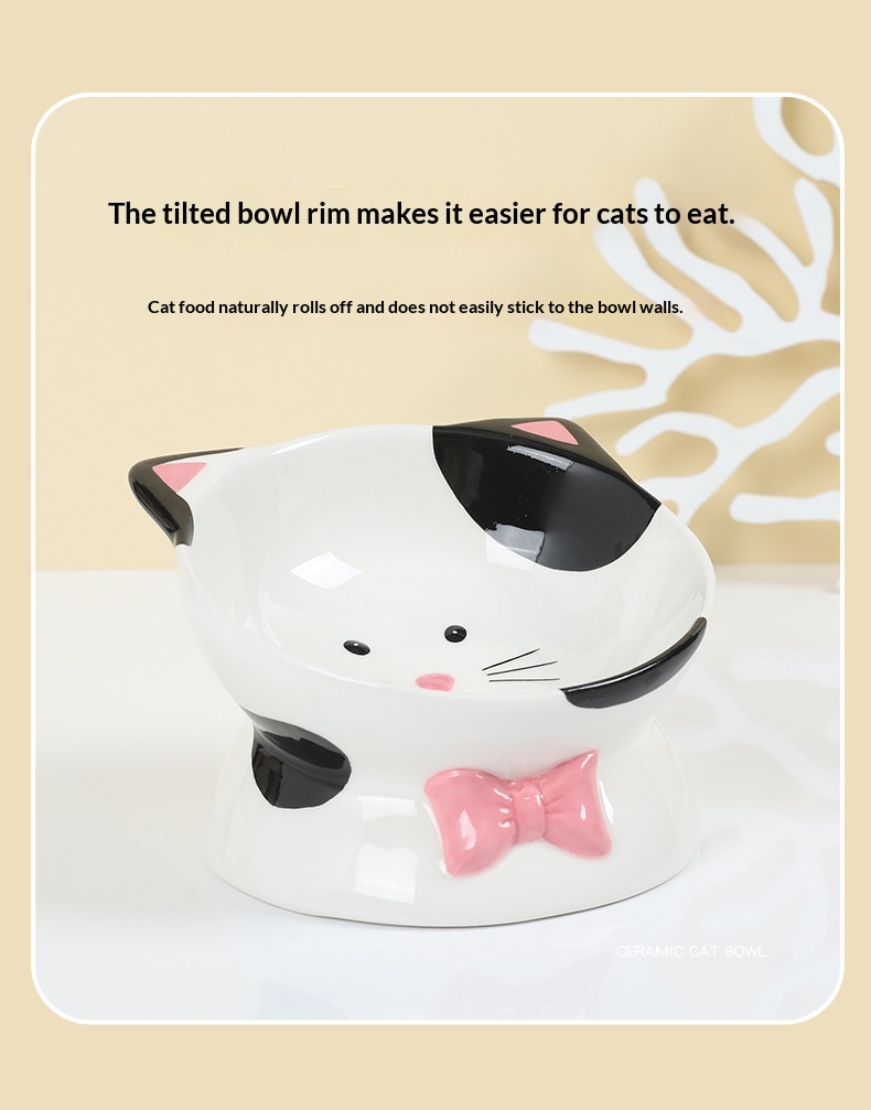 Cat-head-shaped High-footed Cup And Neck-supporting Ceramic Bowl