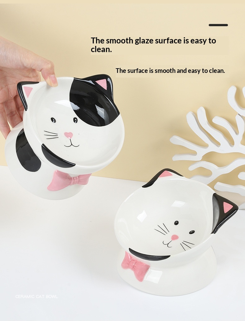 Cat-head-shaped High-footed Cup And Neck-supporting Ceramic Bowl