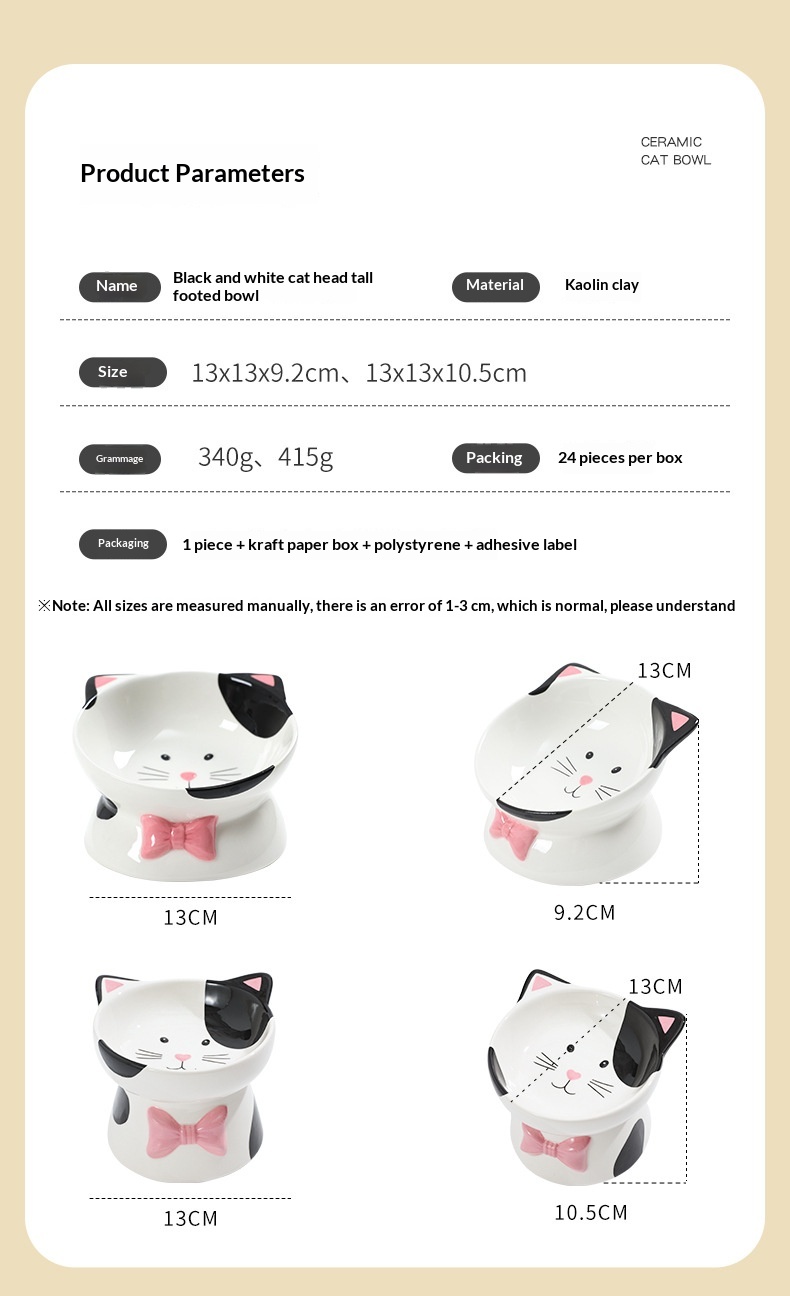 Cat-head-shaped High-footed Cup And Neck-supporting Ceramic Bowl