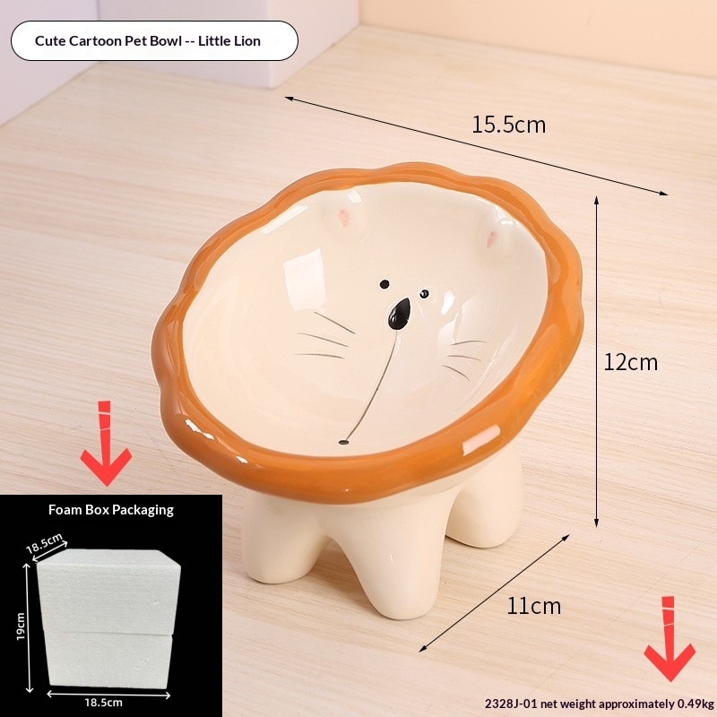 Cute Cartoon Lion Pet Bowl, Ceramic