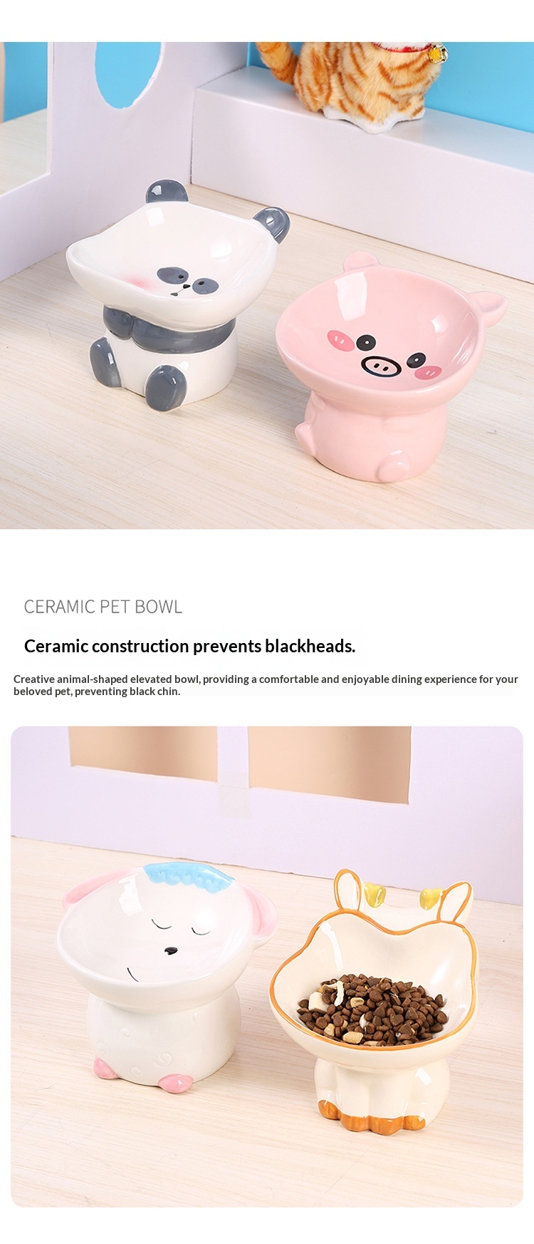 Cute Cartoon Lion Pet Bowl, Ceramic