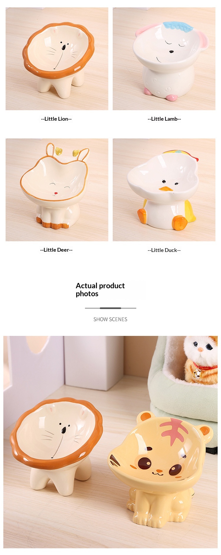Cute Cartoon Lion Pet Bowl, Ceramic