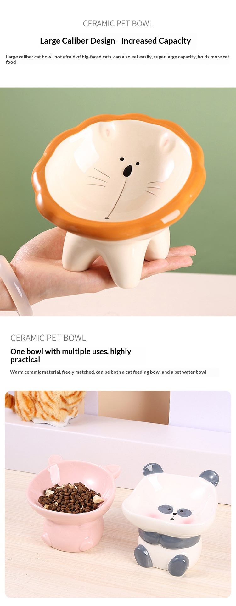 Cute Cartoon Lion Pet Bowl, Ceramic