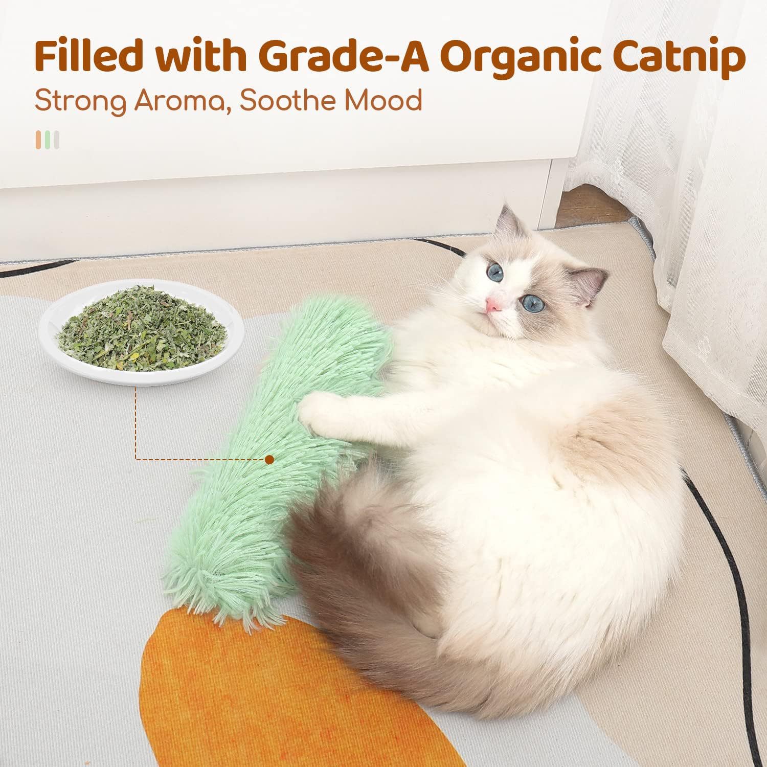 New Self-Warming Stress-Relieving Plush Cat With Catnip Sleep Pillow And Interactive Pet Toy