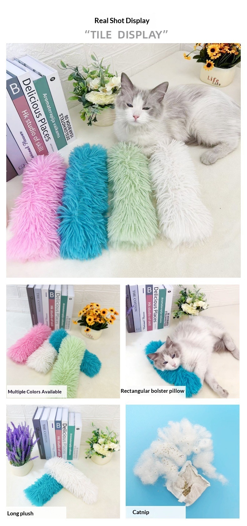New Self-Warming Stress-Relieving Plush Cat With Catnip Sleep Pillow And Interactive Pet Toy