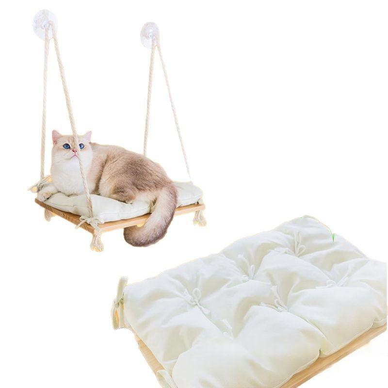 Wooden Pet Hammock With Suction Cups