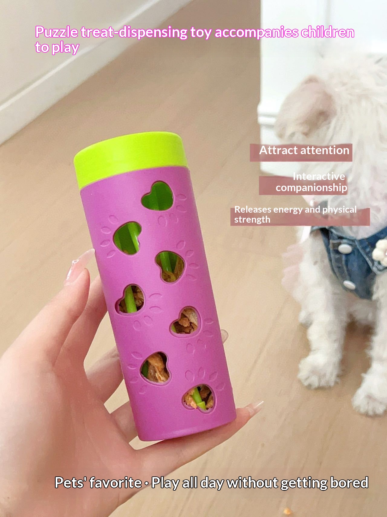 Cat And Dog Puzzle Chewable Hollow-out Treat-dispensing Chew Toy